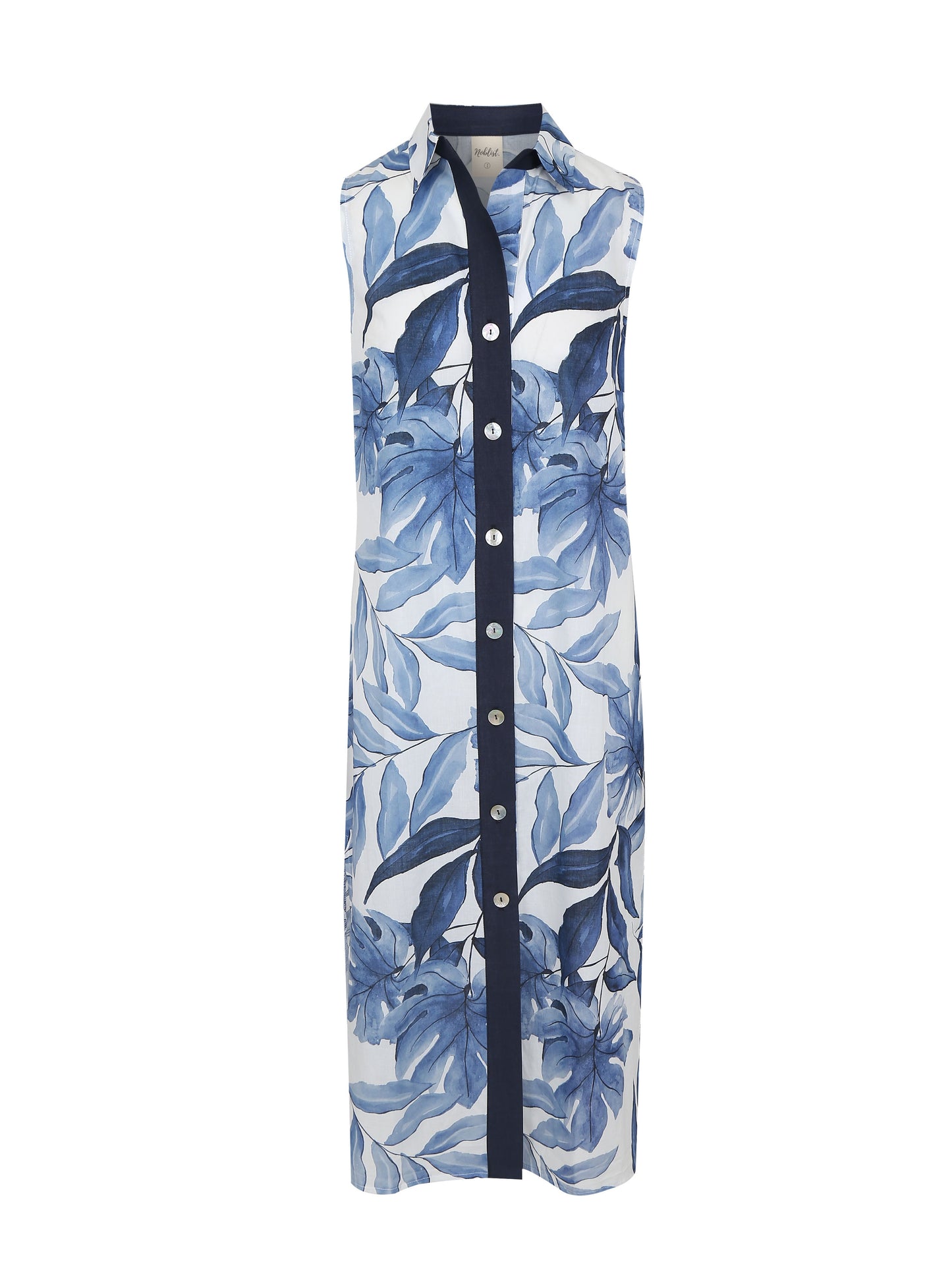 Azzurro Navy Blue Detailed Sleeveless Shirt Dress