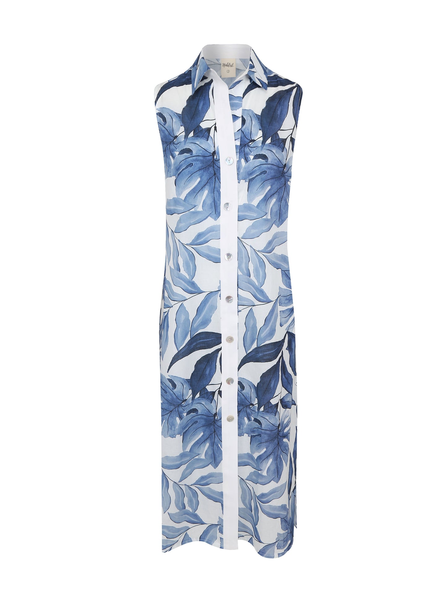 Azzurro White Detailed Sleeveless Shirt Dress