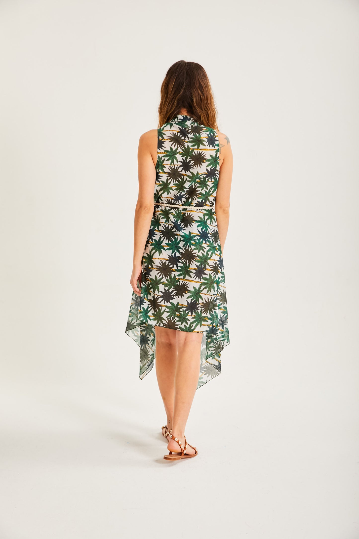 Palm Tree Asymmetrical Dress